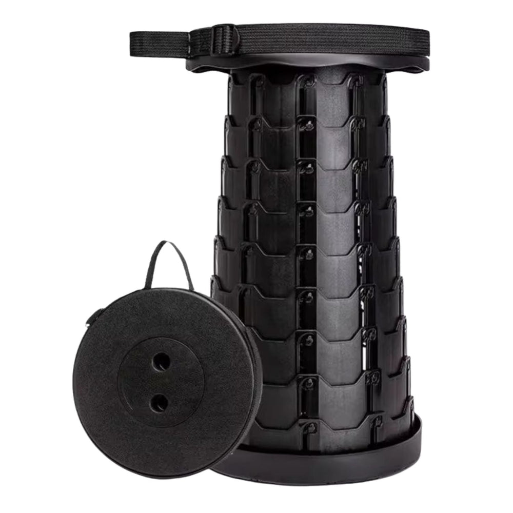 Taburete retráctil telescópico negro, ajustable de 6 a 44 cm de altura
