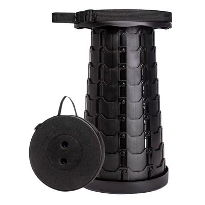 Taburete retráctil telescópico negro, ajustable de 6 a 44 cm de altura