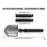 Pala táctica modular plegable con cuchillo, silbato y sistema roscado en negro — imagen 2 de 4