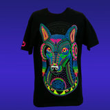Playera neón luz negra con estampado en relieve de ajolote — imagen 4 de 6