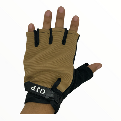 Guantes de gimnasio caqui para pesas y crossfit