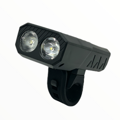 Luz delantera LED cob para bicicleta con efecto patrulla lateral y luz blanca central