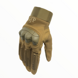 Guantes tácticos negros con protección en nudillos y dedos touch — imagen 1 de 5