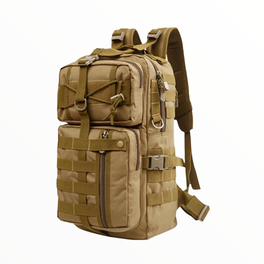 Mochila táctica de 32 litros con sistema molle, porta vaso y correas de pecho y cintura