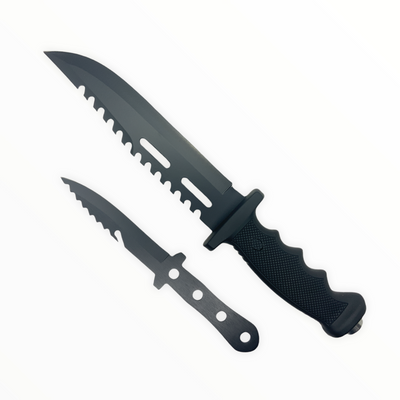 Cuchillo largo 2 en 1 con puñal integrado en el mango y funda
