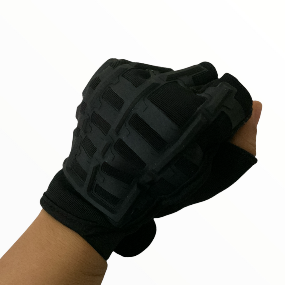 Guantes de medio dedo para moto y ciclismo en negro y caqui