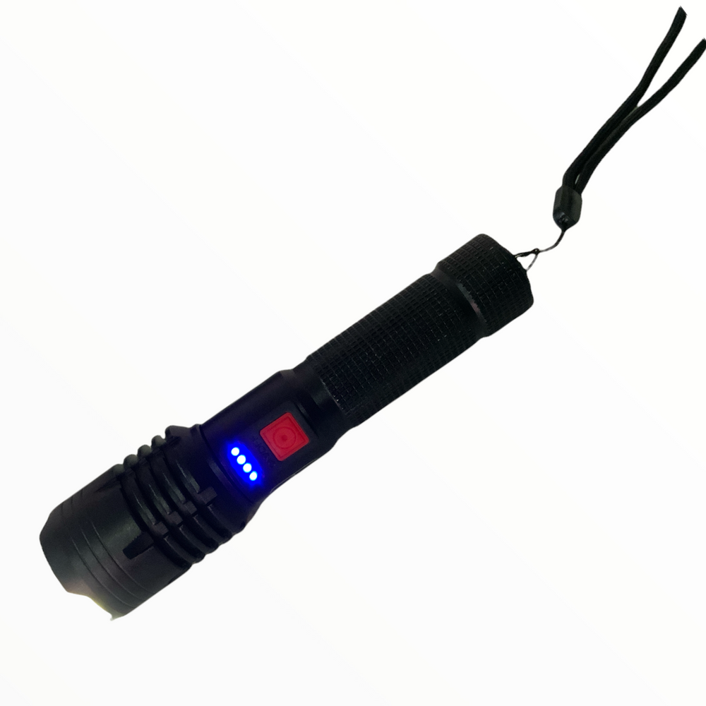 Lámpara LED T9 de 5000 lúmenes con zoom y control de carga