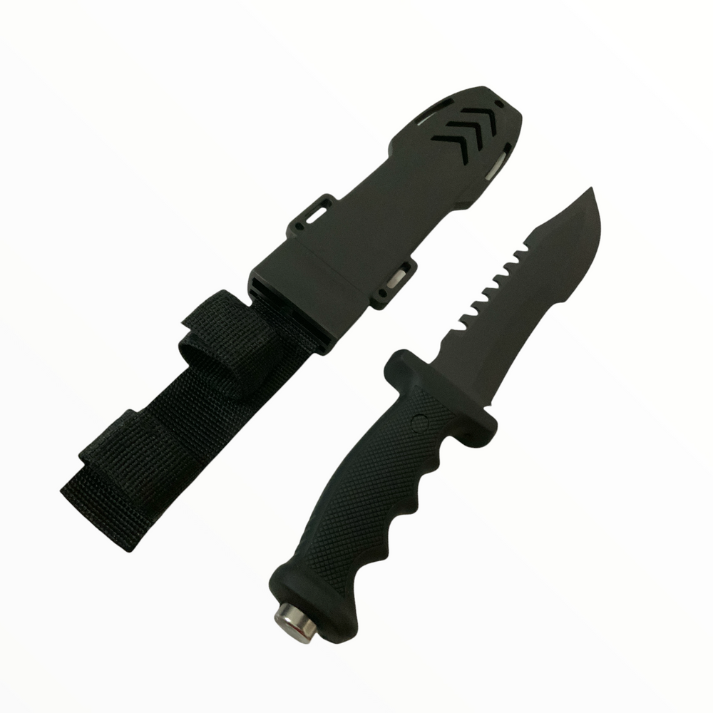 Cuchillo tipo Rambo con hoja de sierra y funda para campismo