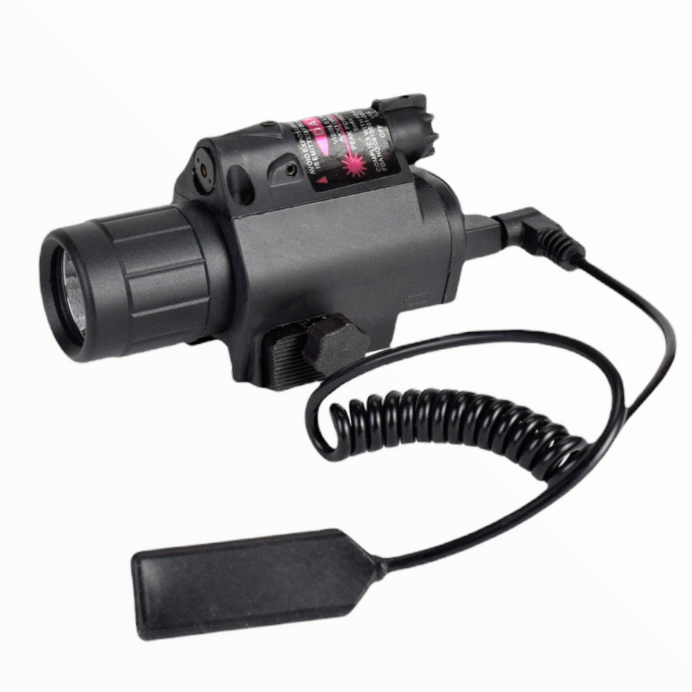 Linterna táctica con láser rojo y montaje riel Picatinny modelo SN066