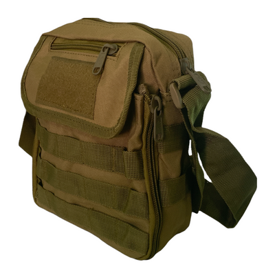 Mochila cruzada pequeña caqui con sistema MOLLE frontal