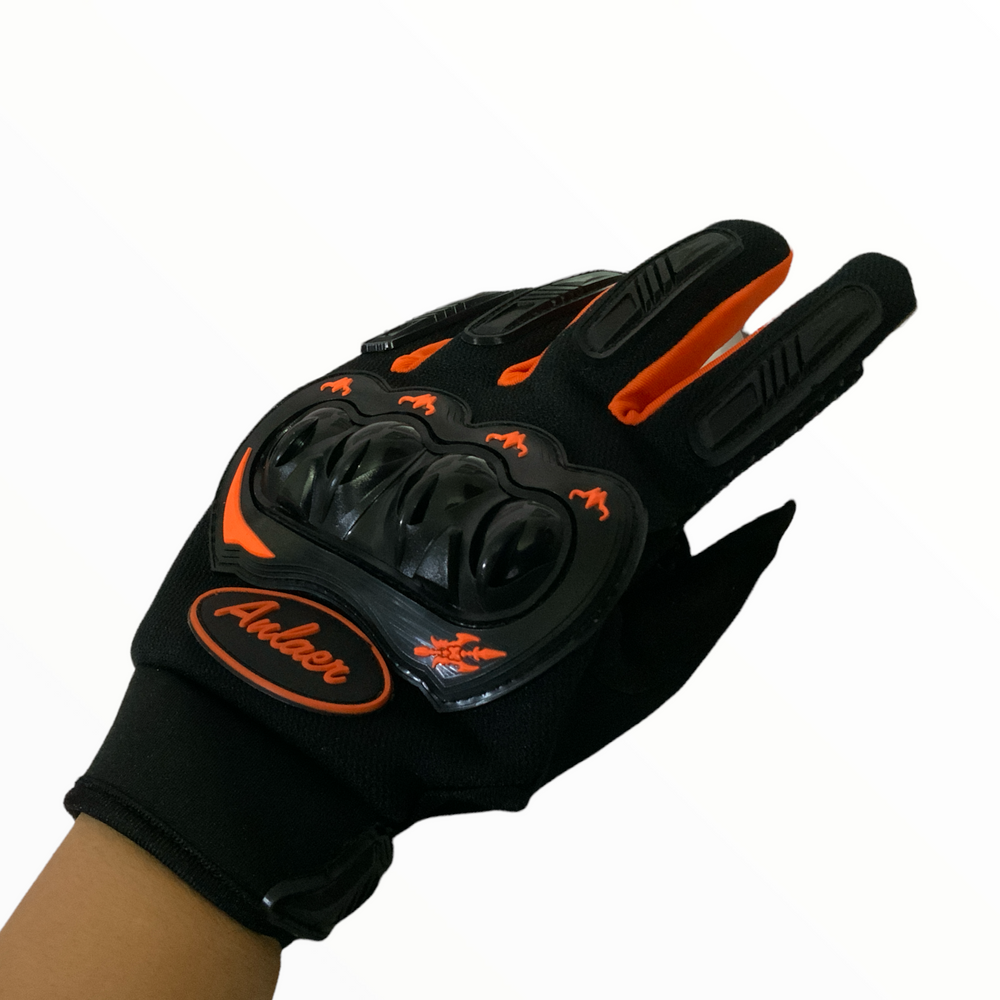 Guantes de protección para motociclista en color naranja