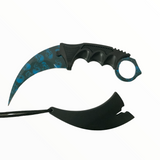 Cuchillo tipo karambit táctico en gris, azul y tornasol — imagen 2 de 3