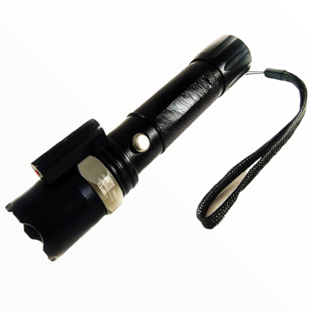 Lámpara táctica LED de 2000 lúmenes con apuntador láser y zoom