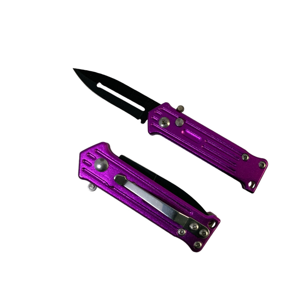Mini navaja plegable automática con seguro en color surtido