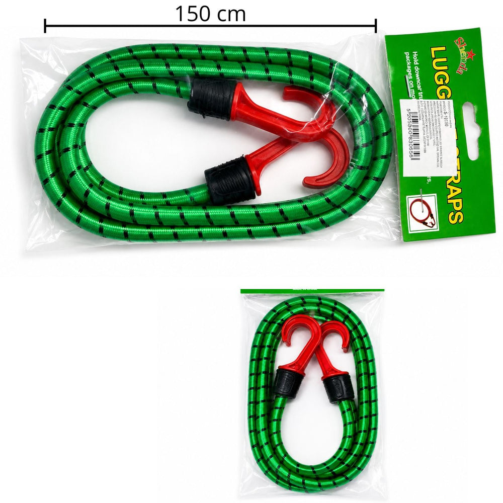 Eslinga pulpo elástica de 150 cm con ganchos reforzados en verde y rojo