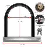 Candado tipo U de acero con barra de 15 mm para motocicleta, bicicleta y scooter — imagen 2 de 4