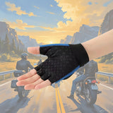 Guantes de medio dedo azules con nudillo reforzado antiderrapante — imagen 2 de 3