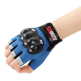 Guantes de medio dedo azules con nudillo reforzado antiderrapante — imagen 3 de 3