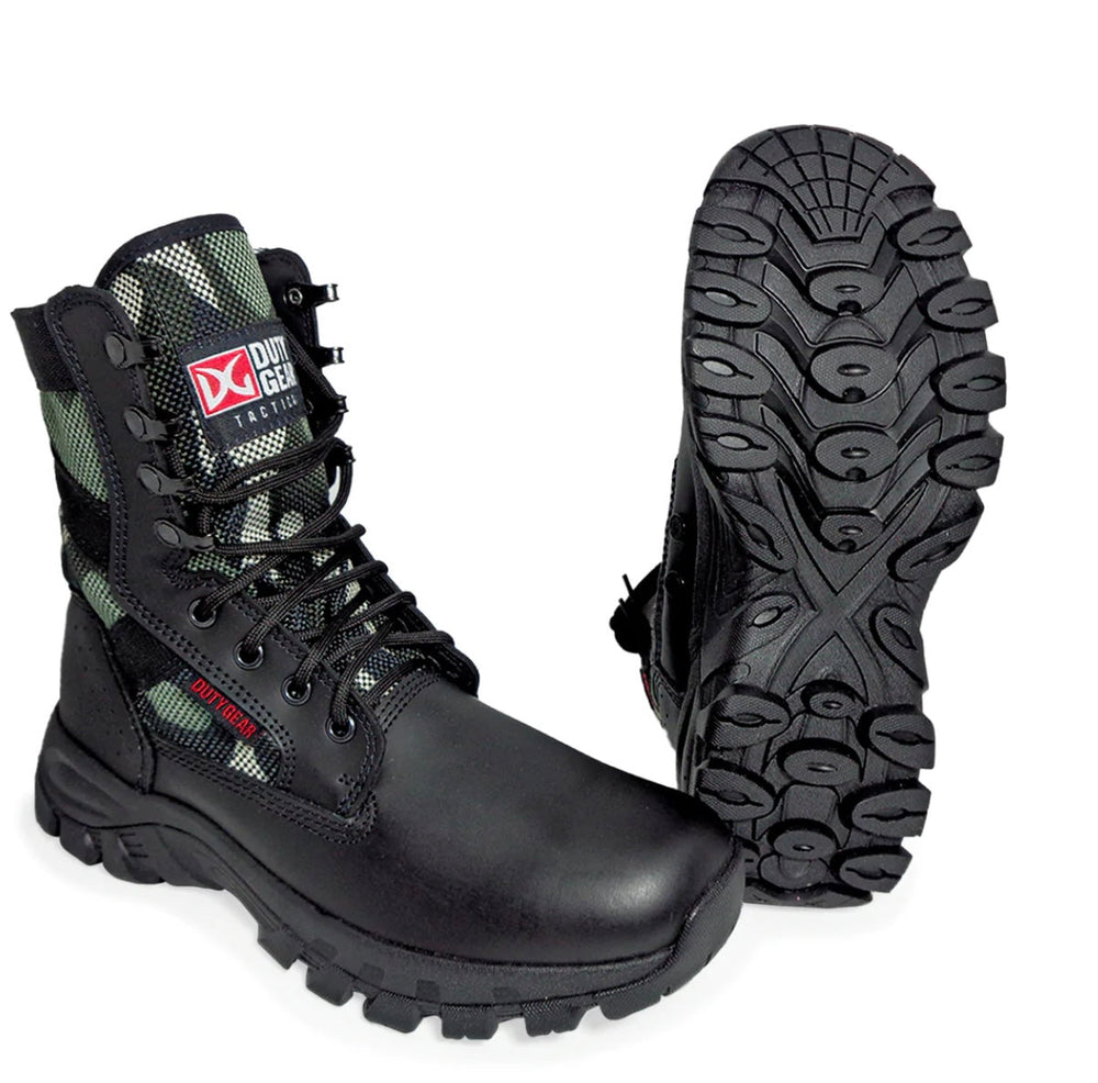 Botas tácticas de combate en color negro camuflado