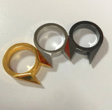 Anillo de autodefensa con forma de orejas de gato en dorado y plata — imagen 2 de 3