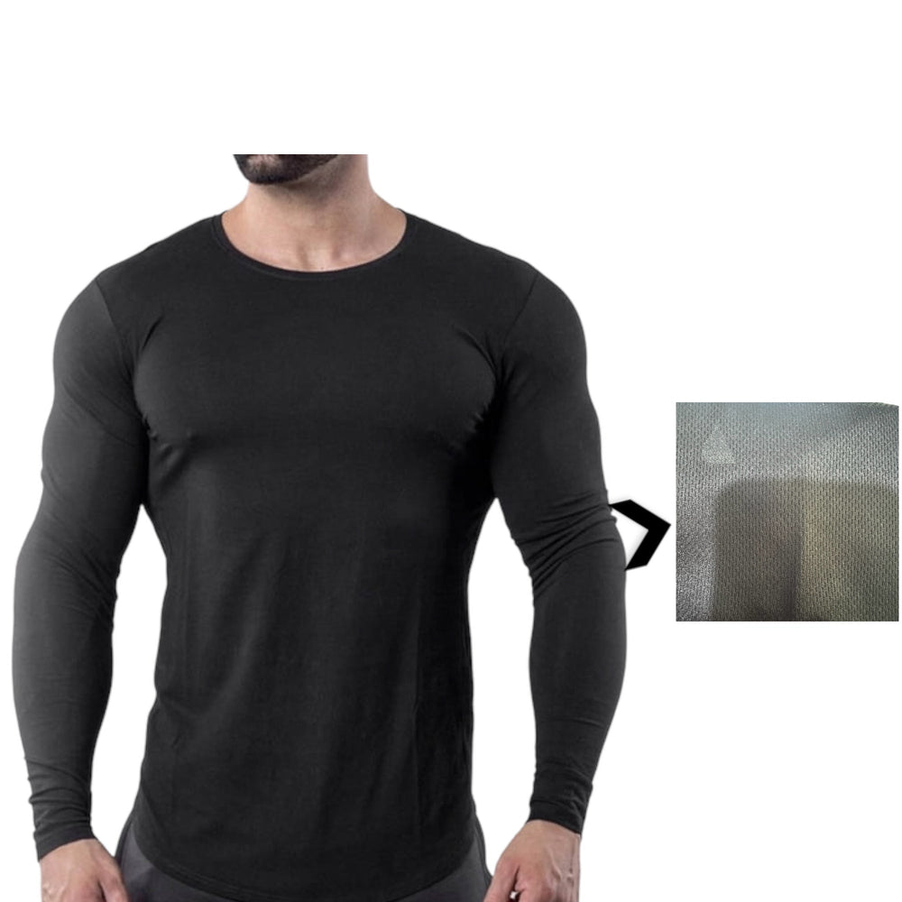 Playera manga larga negra de secado rápido