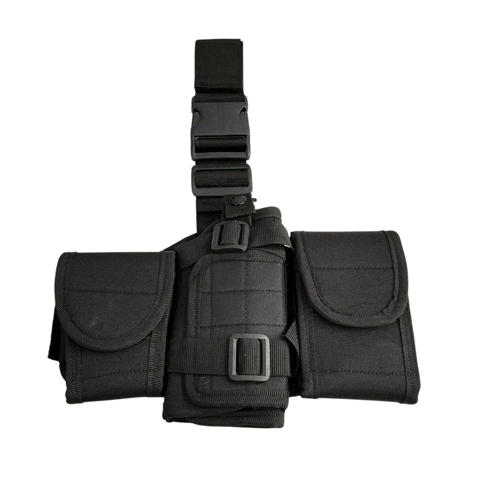 Piernera táctica 3 en 1 con espacio para pistola, cargador y esposas