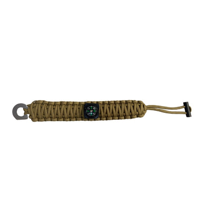 Pulsera de supervivencia con cuerda paracord, brújula y cortador integrados