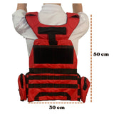 Chaleco paramédico acojinado rojo con compartimentos modulares y cruz médica — imagen 3 de 6