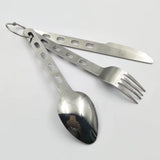 Set de cubiertos portátiles 3 en 1 de acero inoxidable con mosquetón — imagen 4 de 4