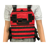 Chaleco modular rojo de alta visibilidad para rescate con sistema MOLLE — imagen 2 de 5