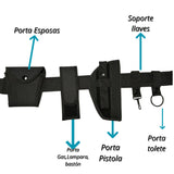 Fornitura táctica 5 en 1 con porta pistola, esposas y bastón — imagen 2 de 4