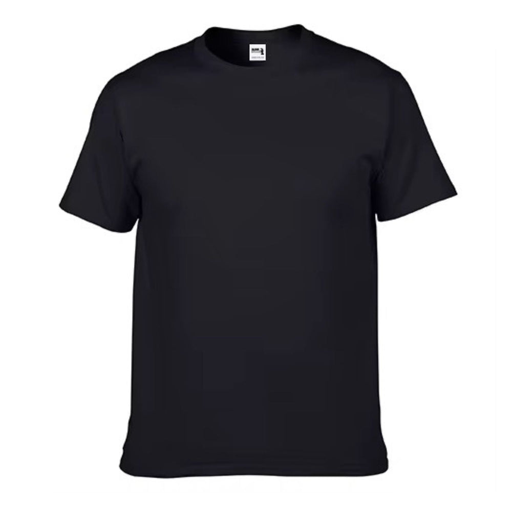 Camiseta básica unisex negra de manga corta y cuello redondo