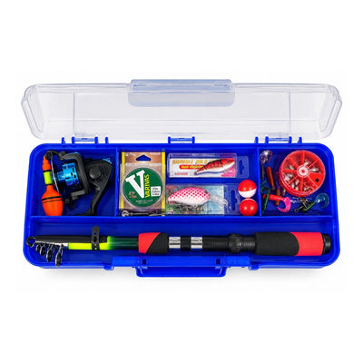 Kit de pesca con caña telescópica de 2 metros y maletín organizador