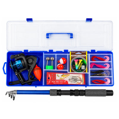 Kit de pesca portátil con caña telescópica de 164 cm y accesorios