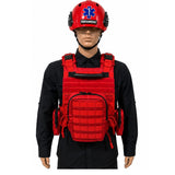 Chaleco paramédico rojo para brigadistas con sistema MOLLE y asa de arrastre — imagen 2 de 4