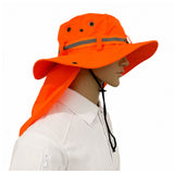 Sombrero safari naranja de alta visibilidad con cinta reflejante — imagen 3 de 5