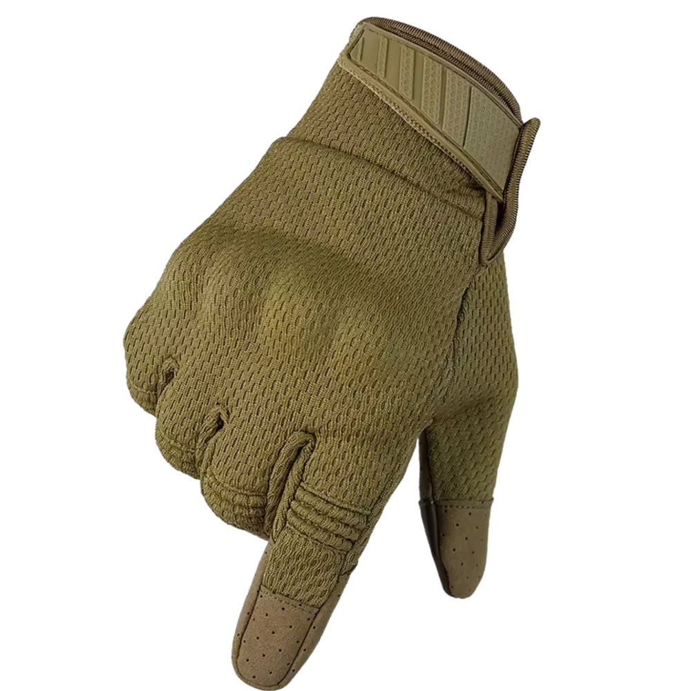 Guantes tácticos con dedos touch y nudillos reforzados en verde militar