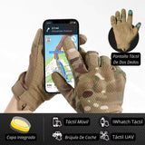 Guantes tácticos con dedos touch y nudillos reforzados en verde militar — imagen 2 de 4