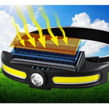Linterna frontal LED con carga solar y ajuste de ángulo a 45 grados — imagen 1 de 3