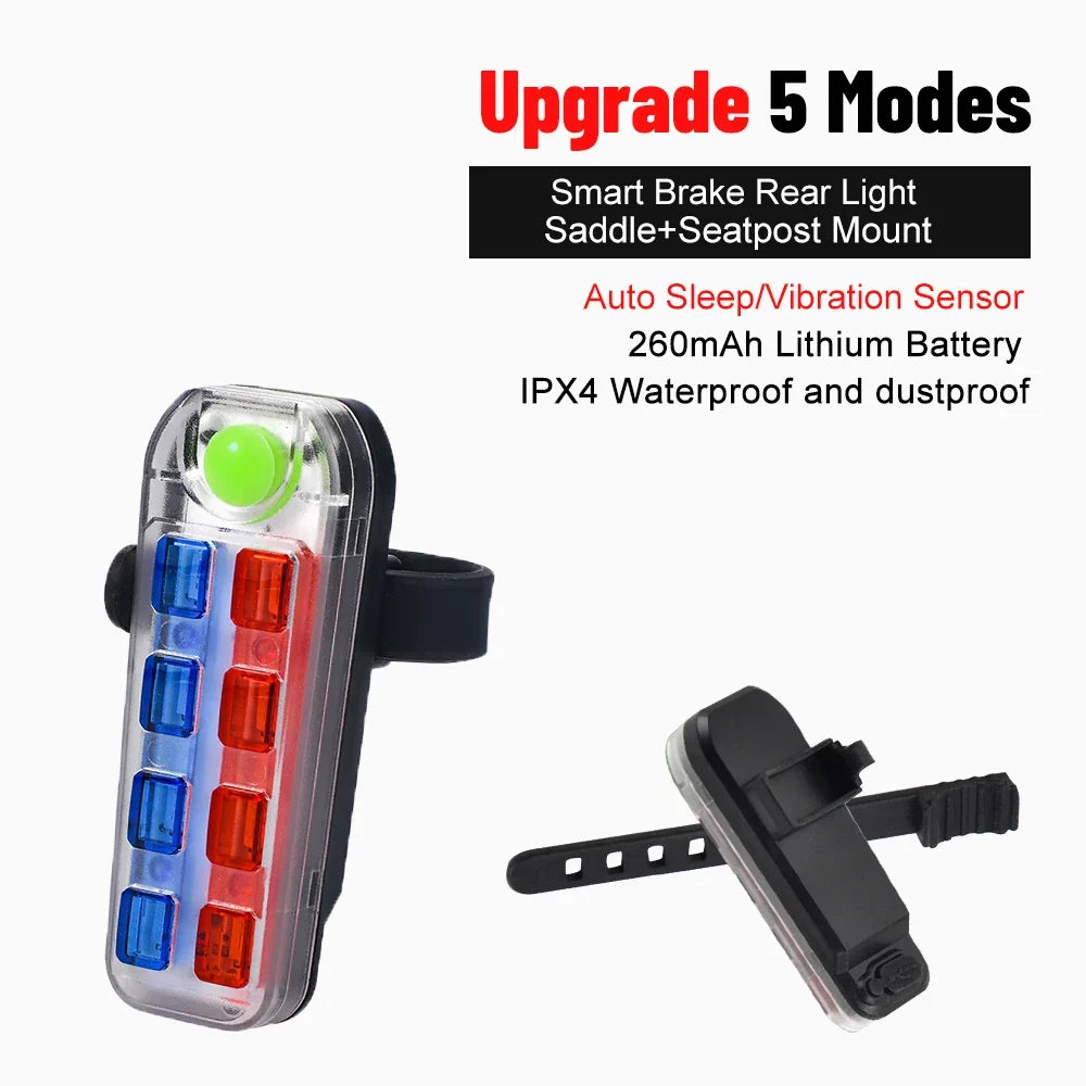 Luz trasera de bicicleta con 8 LED en colores rojo y azul