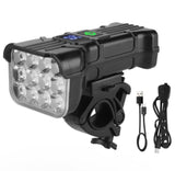 Luz frontal LED de 12 luces con bocina integrada montada en manubrio de bicicleta — imagen 1 de 4