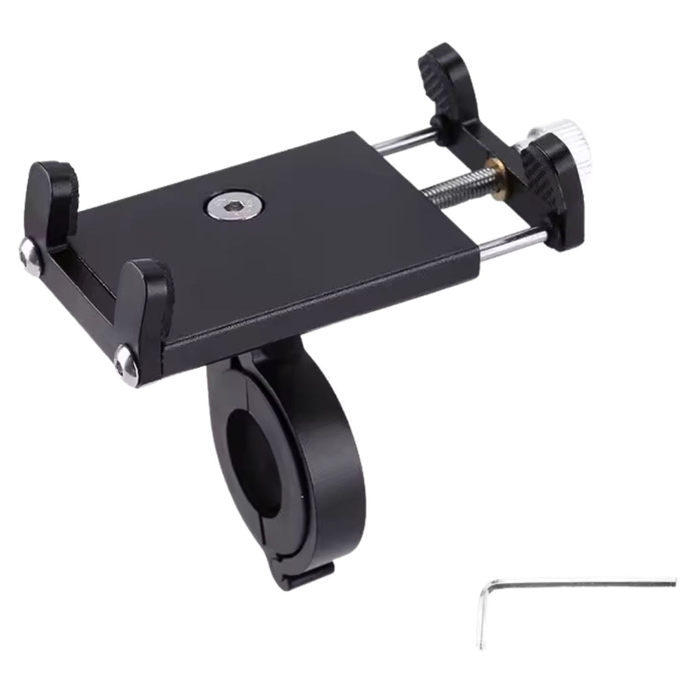 Porta celular metálico para manubrio de bicicleta o motocicleta, color negro