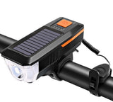 Lámpara frontal para bicicleta con carga solar y función de claxon — imagen 1 de 4