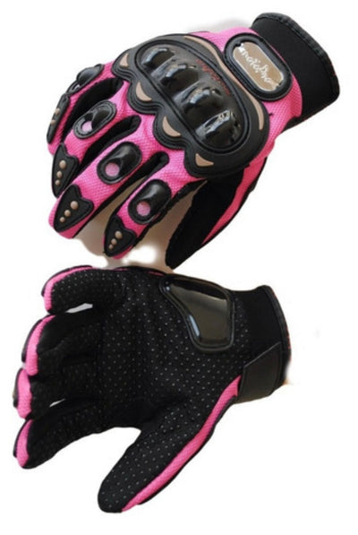 Guantes de motociclista con protección antiderrapante en rosa