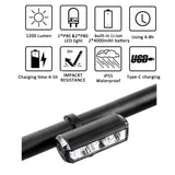 Lámpara frontal LED para bicicleta con 1200 lúmenes, 5 modos y luz ámbar — imagen 5 de 8