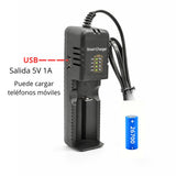 Cargador universal inteligente para baterías de litio 18650, 21700 y 26650 — imagen 3 de 5