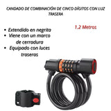Candado antirrobo de 5 dígitos con luz trasera integrada para bicicleta — imagen 2 de 4