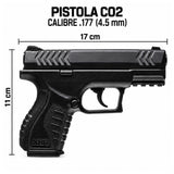 Pistola de aire CO2 color negro calibre .177 para tiro recreativo — imagen 3 de 4