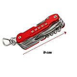 Navaja multiusos 12 en 1 tipo suiza color rojo con llavero — imagen 2 de 4