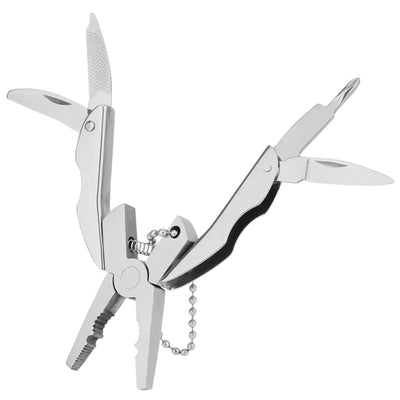 Pinzas mini multiherramienta de acero inoxidable con cadena para llavero